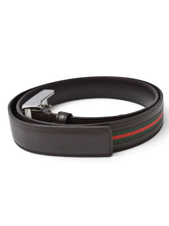 Gucci Belt 95 Leather Sherry Line Dark Brown Green Red main image 9